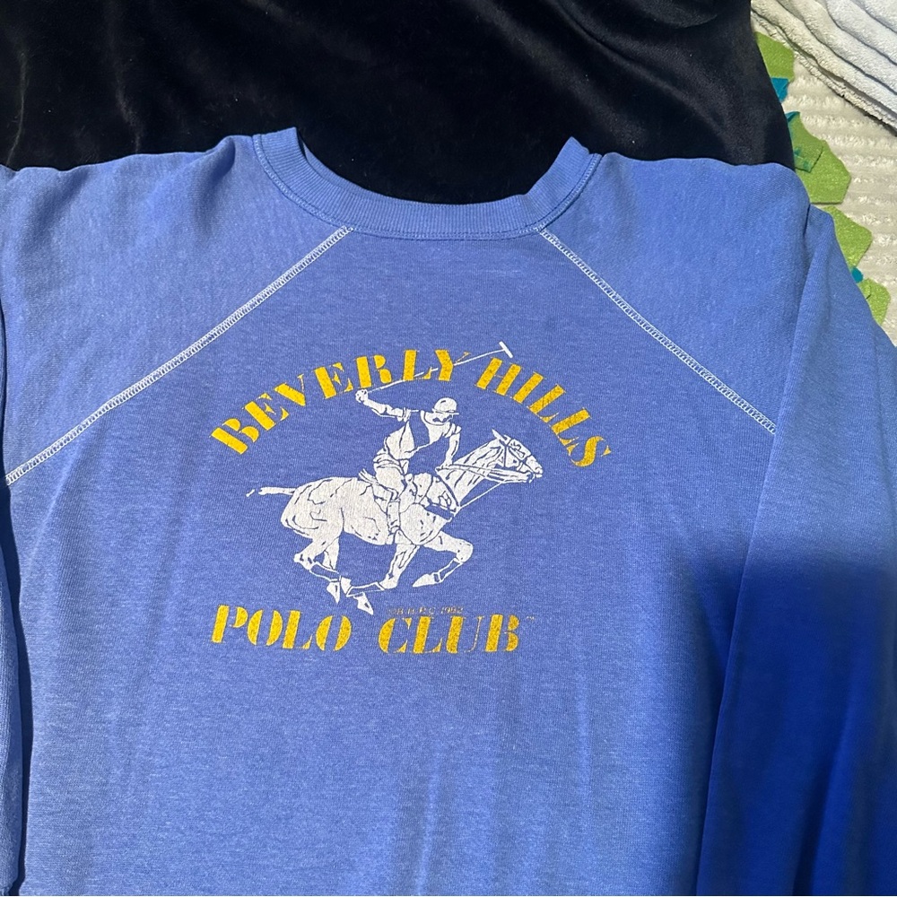 Vintage 80s Beverly Hills Polo Club Crewneck Sweatshirt Blue - Picture 2 of 8